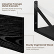 Fun Memories Floating Shelves for Wall, 12 Inch Deep Floating Shelves Set of 2, 36W x 12D Large Wall Shelf with Sturdy Metal Brackets for Living Room, Bathroom, Bedroom and Kitchen, Black