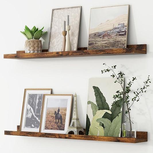 Picture Ledge Shelf, Floating Shelves Set of 2, 36 Inches Long Large Nursery Book Shelves for Toys Storage, Kids Bookshelf Wall Mounted for Living Room Bedroom Decor Books Photo Frames