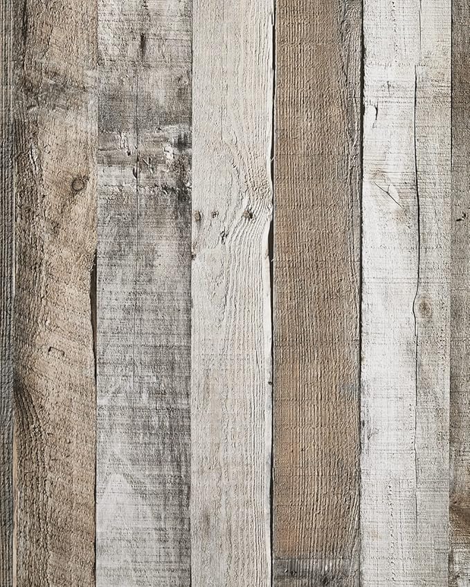 Yun-aeon Natural Wood-Grey Wood Contact Paper Peel and Stick Wallpaper 17.3