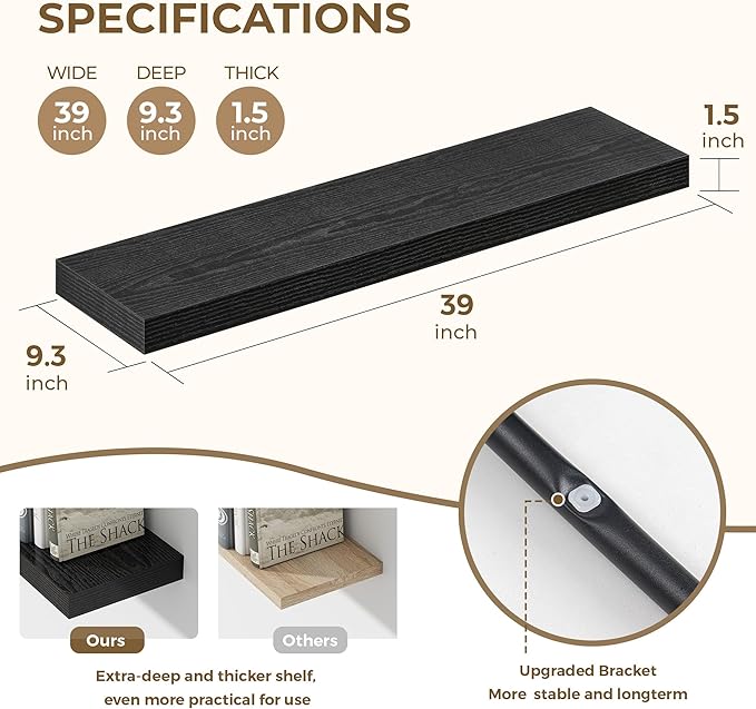 Dreamland 40 Inches Floating Shelves for Wall, 9.3