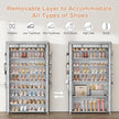 Shoe Rack with Cover, 10 Tier Shoe Organizer Storage for 40-50 Pairs Sneaker and Boots, Large Capacity, with 8 Pockets, Free Standing Tall Shoe Rack for Front Door Entrance, Closet, Printing