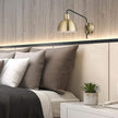 Globe Electric 51719 1-Light Plug-in or Hardwire Wall Sconce, Antique Brass, Matte Black Accent, Fabric Cord, in-Line On/Off Switch, Kitchen, Reading Light, Home Essentials, Bedroom, Bedside Lamp