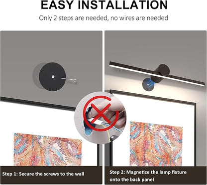 ZitoStory Battery Operated Picture Light for Wall with Remote,Wireless Dimmable Art Lights for Paintings Rechargeable Gallery Light Artwork Lighting for Canvas, Portrait (Gold,15.35'' Inch)