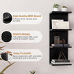 Fun Memories 4 Tier Wall Shelf Unit, Vertical Floating Shelf, Wall Mount Lack Shelving Home Decor Organizer Tall Tower Design Utility Shelving for Bedroom Living Room, Black