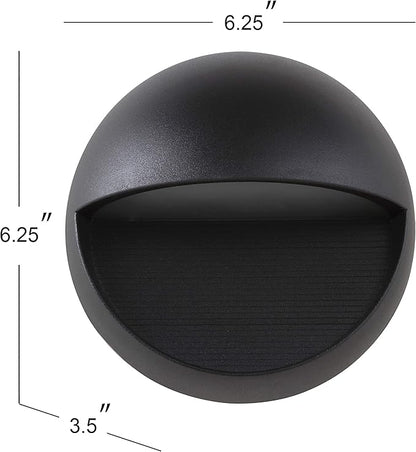 JONATHAN Y 6.25" Black Modern Round Outdoor Integrated LED Wall Sconce Light, Metal/Glass Waterproof Exterior Downlight for Porch, Patio, and Entryway, ETL Listed JYL7441A