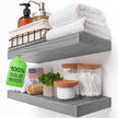 BAOBAB WORKSHOP Wood Floating Shelves for Wall - Rustic Shelf 16 inch - Grey Bathroom Shelves - Solid Wood Shelves for Wall for Bedroom Kitchen Living Room - Gray Finish, 16W × 6.7D, Set of 2