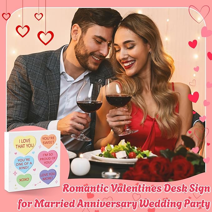 Valentines Desk Decor, Valentine's Day Home Office Table Sign for Wife Daughter from Dad Husband, Valentine Gifts Decorations for Porch Tiered Tray Shelf Party, You are Sweet