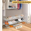 SLEEPING LAMB 2-Tier Long Shoe Rack Organizer for Closet, Stackable Wide Shoe Shelf Holds 18-Pairs Low Shoe Storage for Bedroom, Floor, Entryway (Grey)