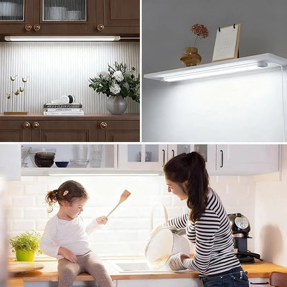 MYPLUS 24 Inch Under Cabinet Lights with Hand Wave, Under Counter Lighting 5000K Cold White,Dimmable,Plug and Play,LED Lights for Kitchen Cabinet, Cupboard, Closet, Desk