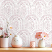 EeeComing Pink Peel and Stick Wallpaper Boho Wall Paper Peel and Stick Modern Contact Paper Self Adhesive Wallpaper for Bedroom and Bathroom Removable Cabinet Shelf Liner Vinyl 17.3”X197”