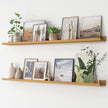 Picture Ledge Shelf, Floating Shelves Set of 2, 56 Inches Long Large Nursery Book Shelves for Toys Storage, Kids Bookshelf Wall Mounted for Living Room Bedroom Decor Books Photo Frames, Natural Oak