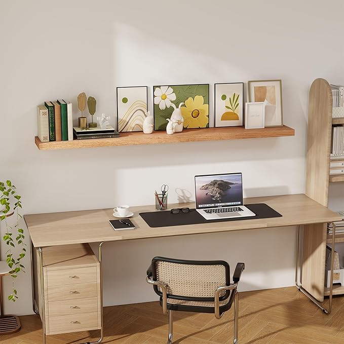 RICHFOCUS Floating Shelves for Wall 72 Inch Solid USA-Sourced Oak Wooden Shelves for Bathroom Kitchen 9