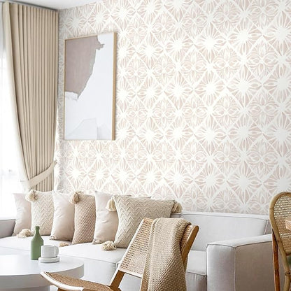 Geometric Peel and Stick Wallpaper Boho 393 "x17.3 White and Pink Wallpaper White Contact Paper Removable Wall Paper for Bedroom Waterproof Removable Shelf Liner Decal Vinyl Roll