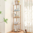 MaxSmeo Corner Bookshelf, 5-Tier Corner Shelf Stand, Modern Corner Plant Shelves with Storage, for Bedroom, Bathroom, Kitchen, Living Room (Rustic Walnut)