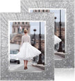 5x7 Picture Frame Glass 2 Pack, Sparkly Glitter Photo Frame 5 x 7 Mirror Crystal Wedding Gift Wall and Tabletop Display