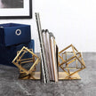 Juvale Gold Bookends - Heavy-Duty Metal Book Ends for Bookshelf Decor - Geometric Square Style for Decorative Books Display for Coffee Table & End Table Decor - 5 x 6 x 3 in, Pack of 2