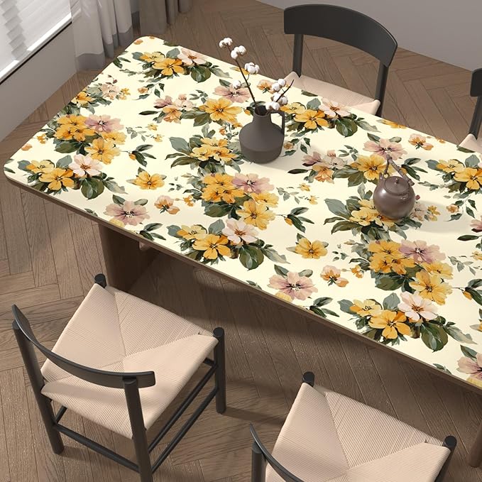 Yellow Floral Wallpaper Peel and Stick, Vintage Botanical Contact Paper 17.5" x 118", Retro Flower Wall Paper Self Adhesive Removable Waterproof for Bathroom Bedroom Shelf Cabinet Drawer Table