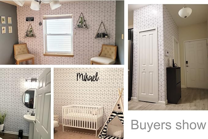 393"x17.3" Wallpaper Geometric Peel and Stick Wallpaper White and Black Contact Paper Stripe Wall Paper Self-Adhesive Removable Wallpaper for Wall Covering Vinyl Rolls