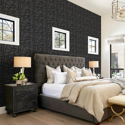 33 Pack 3D Wall Panels for Interior Wall Decor, 12''x12'' Black Accent Textured Wall Panels, Wall Covering Panles for Living Room, Gaming Room, TV Background, Cover 32 Sq.Ft
