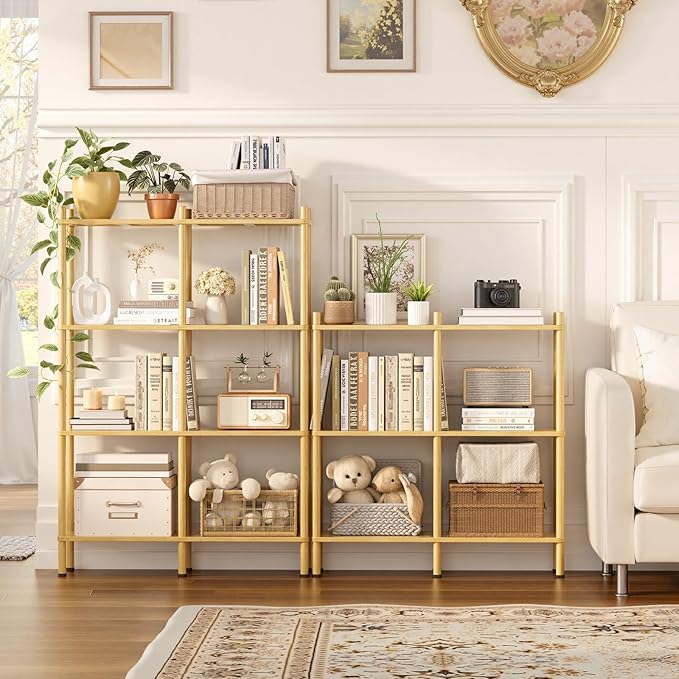 3 Tier Book Shelf, Wide Bamboo Bookshelf, Bookcase with 6 Open Display Shelves, Bookshelves Storage Organizer for Small Place, Standing Shelf Units for Living Room, Bedroom, Bathroom, Office