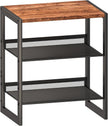 Narrow 3-Tier Shoe Rack, Slim Space-Saving Shelf with Decorative Wood Top & Steel Mesh, Entryway/Closet/Dorm Organizer, 16.5x11.8x19.8 Inches