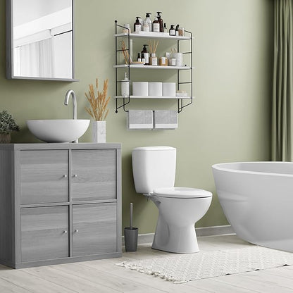 Sorbus 3-Tier Floating Bathroom Shelves for Wall - Wood Wall Storage for Towels, Over The Toilet Storage Cabinet, Gaming Floating Shelves, Bathroom Accessories, and Home Decor (White)