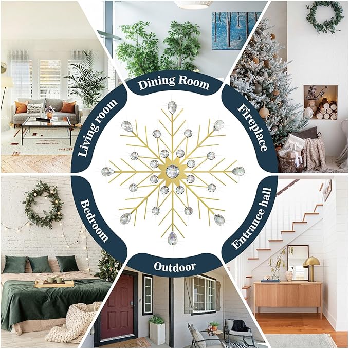 ZEXUIRU 3 Pack Gold Sunburst Wall Decor – Metal Crystal Wall Art with Sparkling Rhinestones, 14’’/18 Inch Starburst Wall Hanging Set for Living Room Bedroom Bathroom – Modern Bling Home Decorations