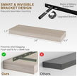 Fun Memories Floating Shelves for Wall, 24 Inch Floating Shelves Set of 2, Hanging Shelf with Invisible Brackets, Wood Shelves for Living Room, Bedroom, Kitchen, Grey