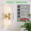Wall Sconces 2-Pack, Hardwired Bathroom Light Fixtures, Modern Farmhouse Vanity Wall Lighting with Clear Glass Shades, E26 Base Wall Sconce Wall Lights for Bathroom Wall Decor, Gold