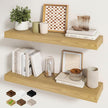 Fun Memories 30Inch Floating Shelves for Wall, 2 Pack Rustic Wood Shelves for Bathroom|Kitchen Wall Mounted Floating Shelf with Invisible Brackets for Books|Storage|Decor,Oak