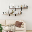 Heimlove Deep Floating Shelves for Wall, 12 Inch Deep Floating Shelves Set of 3, 16W x 12D Wood Wall Shelves, Wide Wood Shelves with Metal Bracket for Living Room, Kitchen, Office, Bedroom - Walnut