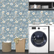 Blue Floral Peel and Stick Wallpaper White Botanical Contact Paper Vintage Leaf Wall Mural for Bedroom Bathroom Vinyl Waterproof Self Adhesive Removable Renter Dorm Wall Paper 17.5