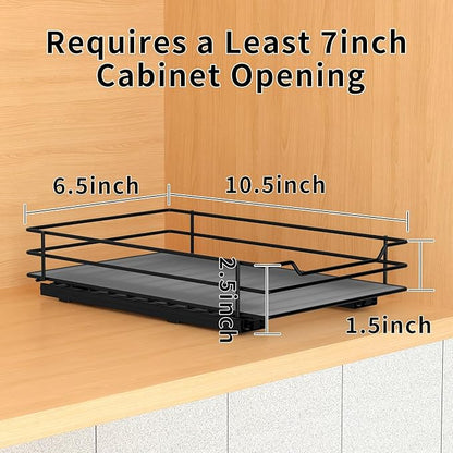 Pull Out Spice Rack Organizer for Cabinet, Heavy Duty Slide Out Spice Rack Organizer for Kitchen Cabinets and Pantry, Fits Spices, Sauces, Canned Food (6.5''Wx10.5''Dx2.5''H)