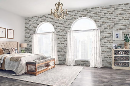 Guvana 17.3"×394" Brick Wallpaper Grey and Brown Self Adhesive Wallpaper 3D Brick Peel and Stick Wallpaper Removable Contact Paper Brick Textured Vintage Wall Paper for Livingroom Wall Decor
