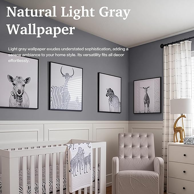 Dimoon 17.7''x236'' Peel and Stick Wallpaper Grey Contact Paper for New Environmentally Friendly Materials Thickening Upgrade Embossed Renter Friendly Gray Wall Paper Modern Vinyl Countertop Bedroom