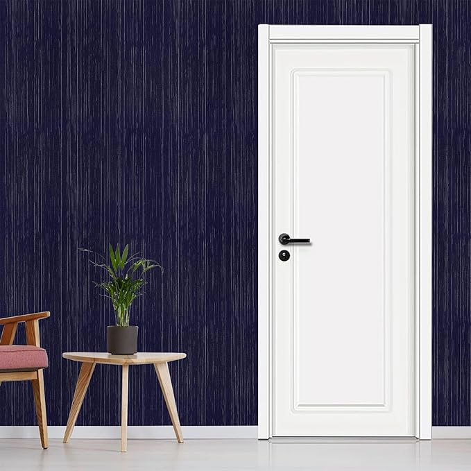 Navy Blue Grasscloth Peel and Stick Wallpaper Texture Contact Paper A Set of 15.7