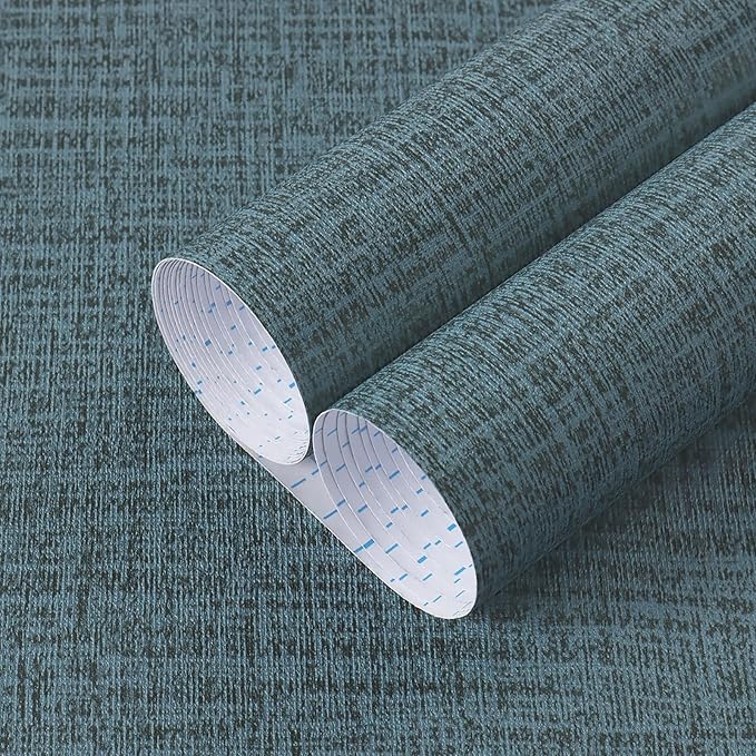 Guvana Grasscloth Peel and Stick Wallpaper Blue Textured Contact Paper Modern Removable Self Adhesive Wall Paper Thicken Fabric Faux Linen Wallpaper for Bathroom Bedroom Living Room 197inx15.7in