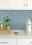 NuWallpaper NU2918 Navy Poplin Texture Peel & Stick Wallpaper, Blue