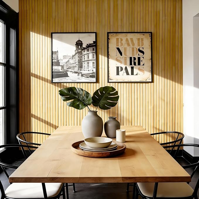 Natural Bamboo Wall Panel for Interior Wall Decor, Pole Wrap Wainscoting Wall Cladding Panel for Kitchen Island, Bedroom, Living Room, Office, Light-Carbonized (48