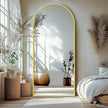 Delma Full Length Mirror, Large Floor Mirror for Wall, Bedroom, Bathroom, Living Room with Aluminium Frame (Stand, Arch 75x35-Gold)