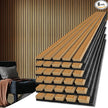 Art3d 6-Pack Acoustic Wood Slat Wall Panels for Interior Decor, 3D Fluted Sound Absorbing Wood Paneling for Accent Wall Ceiling Kitchen Living Room Bedroom Office, 94.5 x 7.9 inch Warm Teak