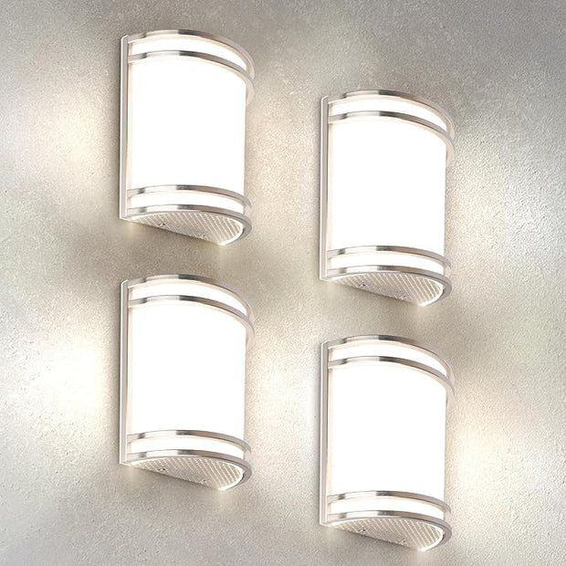 ASD LED Indoor Wall Mount Light Fixture - 8 Inch 15W Modern Interior Nickel Dimmable Wall Sconce Light - ETL 3000K 4000K 5000K Adjustable - Hallway, Bedroom LED Wall Lights, 4 Pack