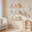 Floating Nursery Book Shelves, 16.5 inch Wall Book Shelves Kids Room, Set of 3 Baby Shelves for Nursery Décor, Ideal Wooden Nursery Shelves for Kids Room, Bedroom Bathroom and Kitchen (Natural Wood)