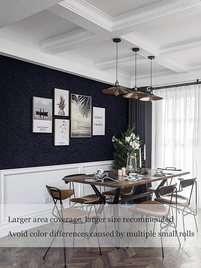 Safiyya Peel and Stick Wallpaper Blackish Blue Silk Wallpaper Textured Blackish Blue Contact Paper Decorative Modern Solid Color Contact Paper for Walls Vinyl Rolls 393"x 17.3"