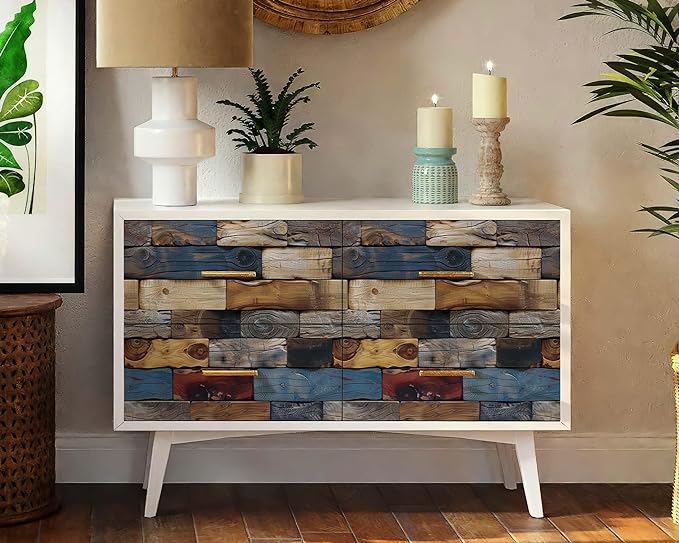 FLFK Faux Wood Bricks Wallpaper Peel and Stick Wood Grain Wall Paper for Living Room Bedroom Kitchen Office Apartment Decor 16