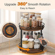Snughome Rotating Spice Rack, 2 Tier Lazy Susan Organizer, Wood Kitchen Countertop Organizer, Brown Lazy Susan Turntable for Cabinet, 10.2
