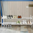 Shoe Rack, Expandable Shoes Organizer Metal Shelf Stand, 2 Tier Stackable Long Shoe Storage Holder For Closet, Floor, Entryway, Garage, Bedroom, Door Entrance For 12-18 Pairs, 45.6 inches White