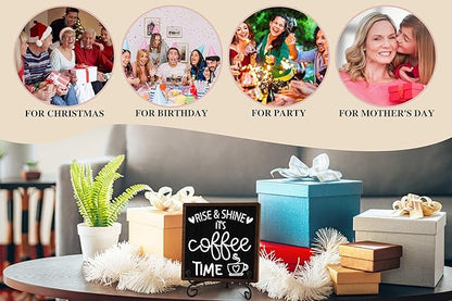 Coffee Desk Decor Sign, Coffee Time Sign With Stand For Farmhouse Home Kitchen Table, Wine Sign For Farmhouse Home Kitchen Bar Shelf Table, Gifts For Family Friend Coworker, B14