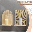 Tatuo 2 Pieces Boho Wall Shelf Decor Floating Shelves for Wall Wooden Hanging Holder for Living Room Bathroom Bedroom Office Nursery Decoration(Boho Sun)