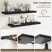 Fun Memories Floating Shelves for Wall 10 Inch, 10 Inch Deep Square Wall Shelves, Bathroom Storage Shelves Over Toilet, Wood Floating Shelves for Living Room Bedroom, Black, Set of 2